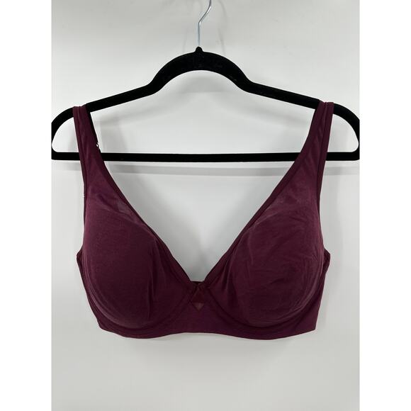 Thirdlove 24/7 Cotton Plunge Bra Deep Purple Padding Adjustable Straps 36E - Picture 1 of 10